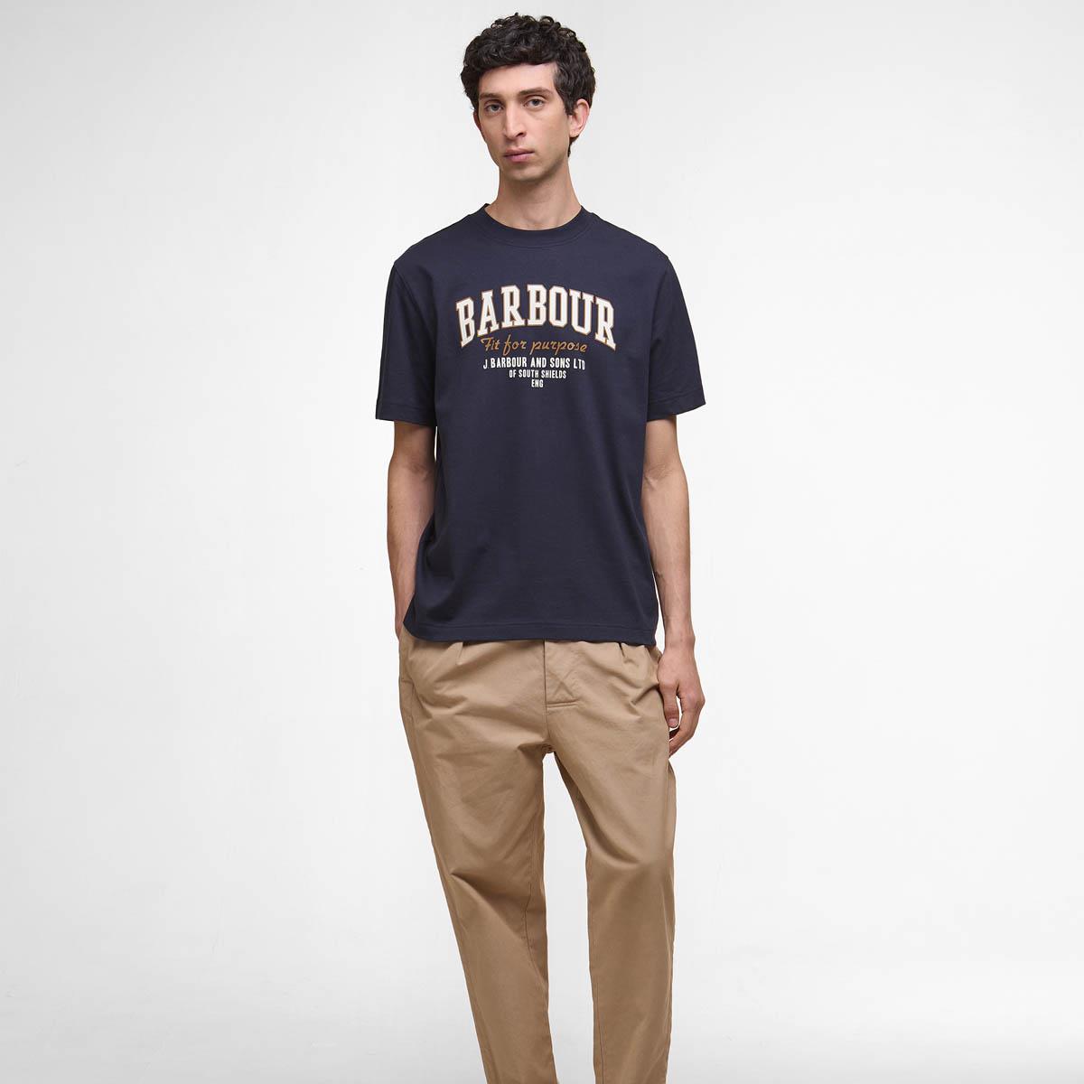Dark Navy Barbour Mens Fort Relaxed Graphic T-Shirt model