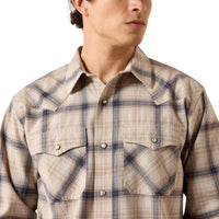 Peyote Plaid Ariat Mens Retro Hudde Fitted Snap Shirt Detail