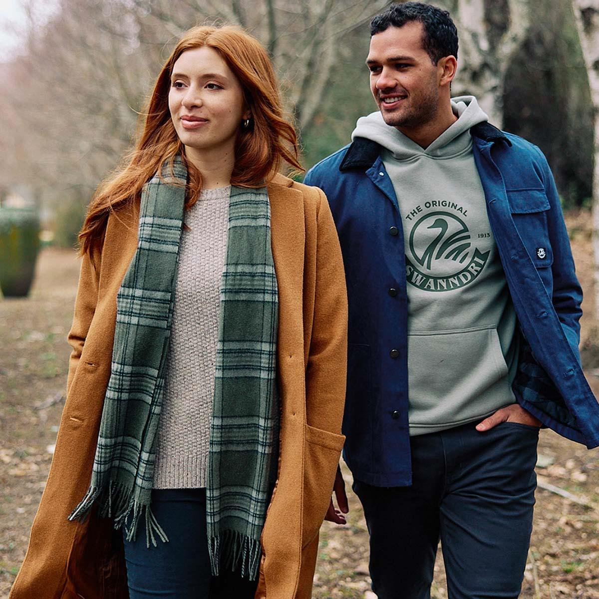 Horizon Grey/Dark Olive Swanndri Mens Original V2 Printed Hoodie Lifestyle