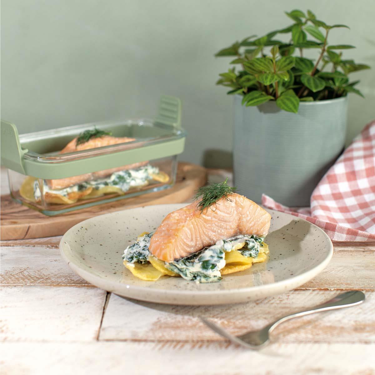 Lekue Air Fryer Dual Glass Dishes Set of 2 Lifestyle