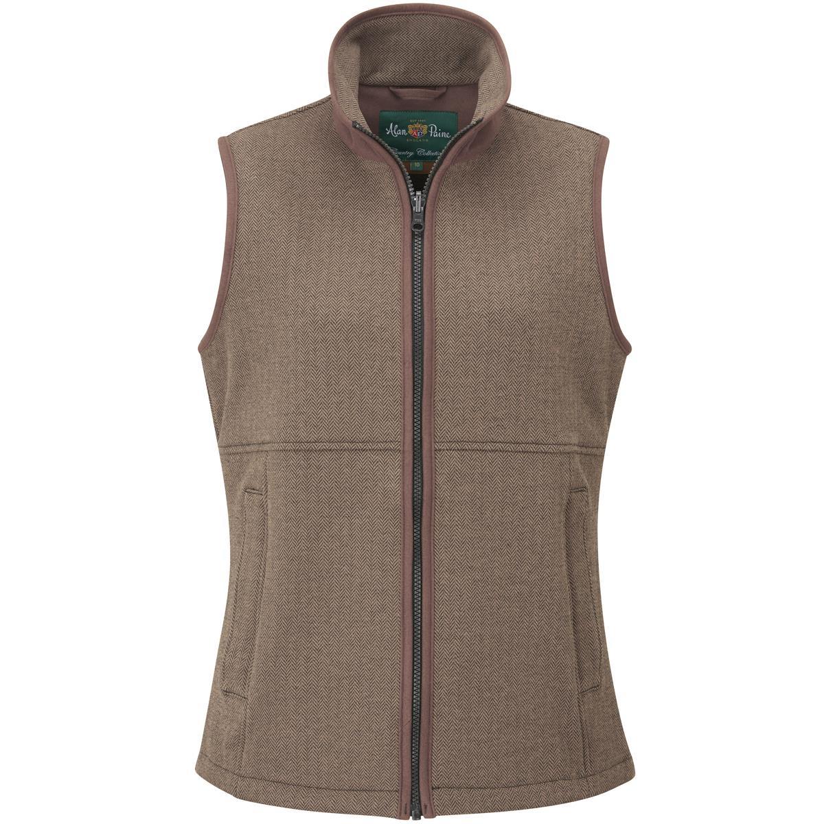 Brown Herringbone Alan Paine Womens Aylsham Fleece Waistcoat