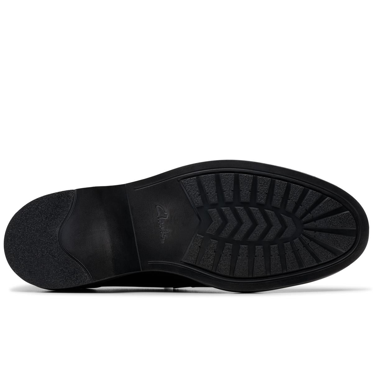 Black Leather Clarks Mens Aldwin Step Shoe Sole