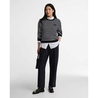Dark Navy Stripe Barbour Womens Emmy Knitted Jumper ON MODEL