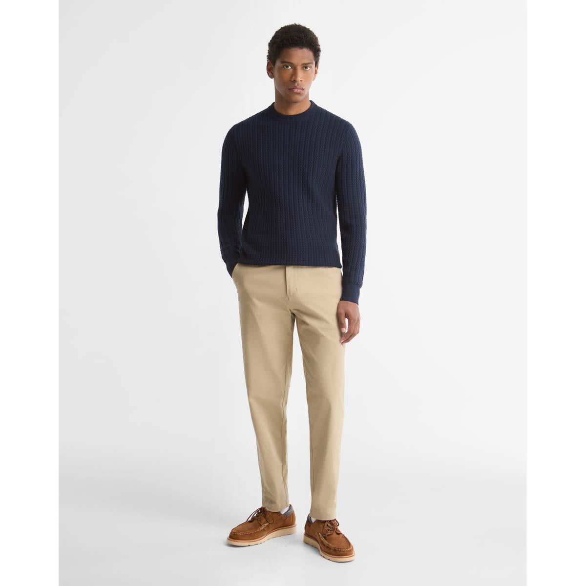 Washed Stone Barbour Mens Sueded Sateen Tailored Fit Trouser ON MODEL