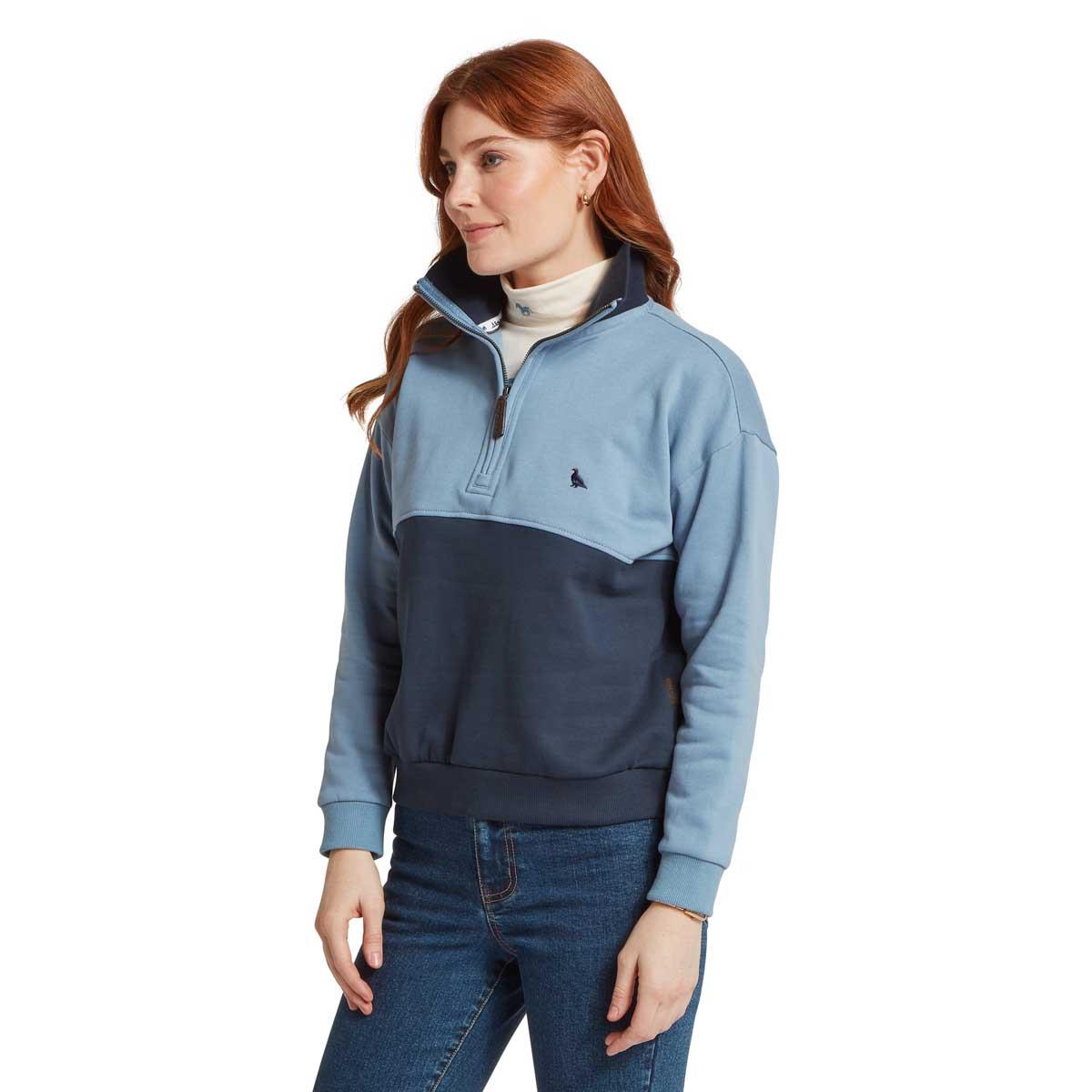 Blueberry/Lake Blue Schoffel Womens Braunton 1/4 Zip Sweatshirt Side