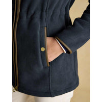 Navy Joules Womens Heritage Longline Fleece Jacket Pocket