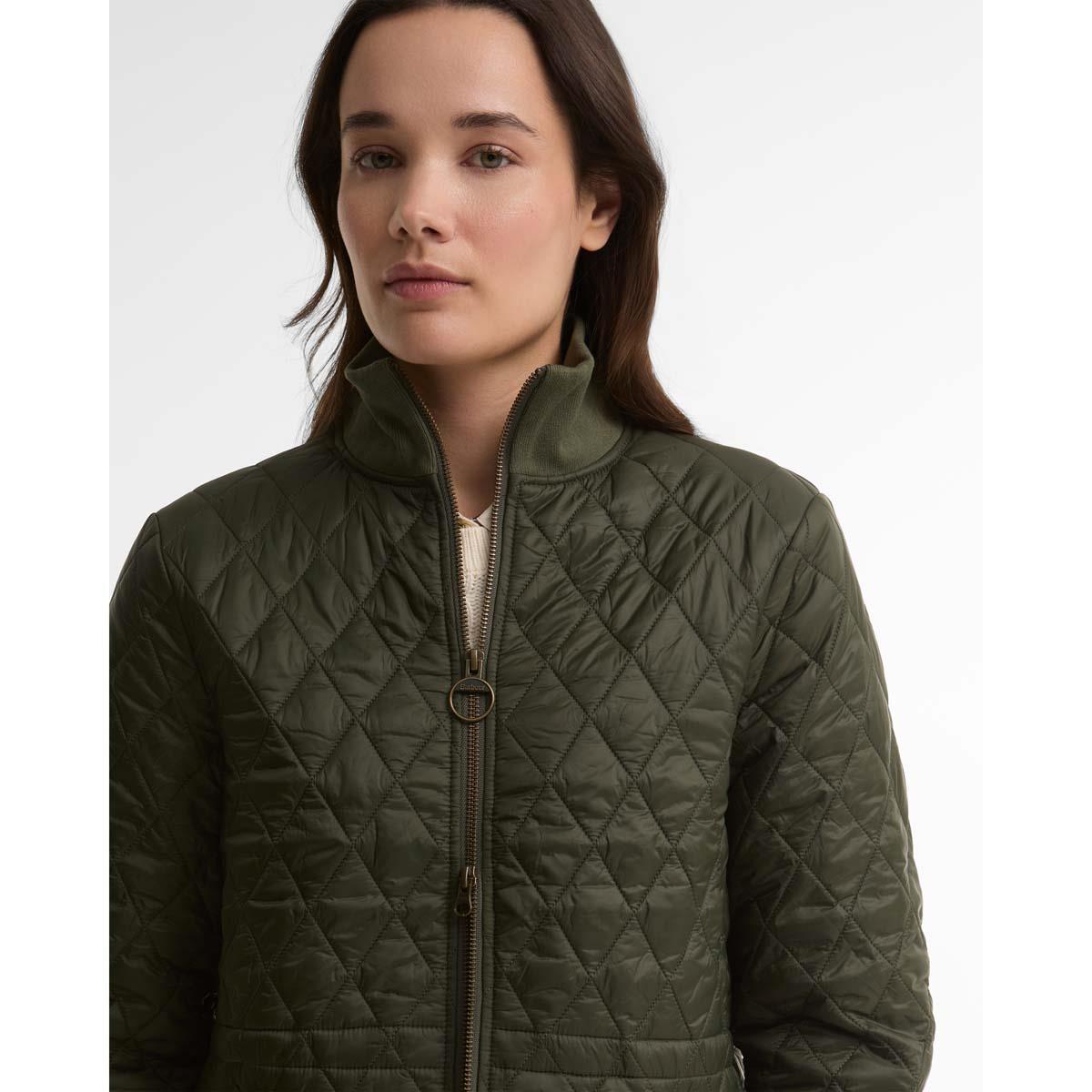 Olive Barbour Womens Hermione Quilted Jacket Collar