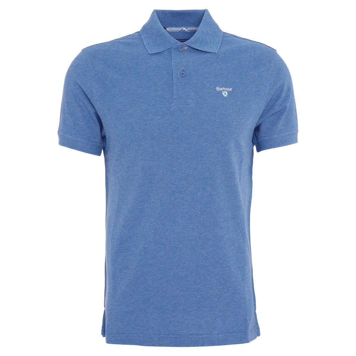 Dark Chambray Marl Barbour Mens Tartan Pique Polo