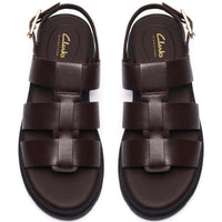 Dark Brown Leather Clarks Womens Orinoco3 Strap Sandals Top