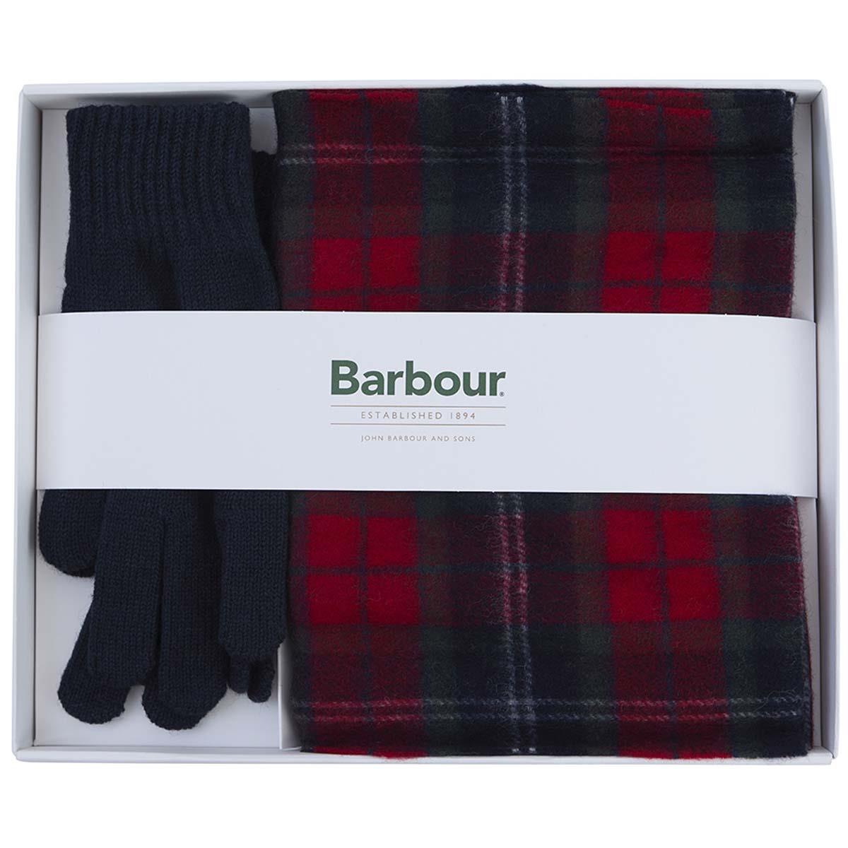 Barbour Mens Tartan Scarf and Glove Gift Set