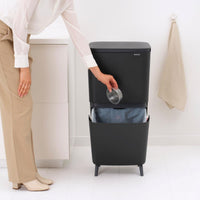 Dark Grey Brabantia Sortup Recycle Bin Hi 20+25 Litre Angle Lifestyle