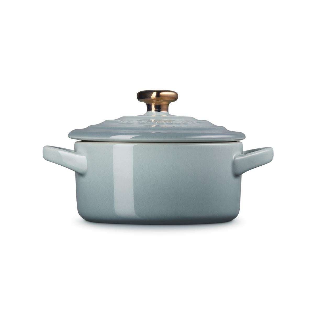 Sea Salt Le Creuset Stoneware Petite Heart Casserole Side View
