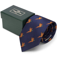 Hoggs Of Fife 100% Silk Woven Tie Pheasants Boxed