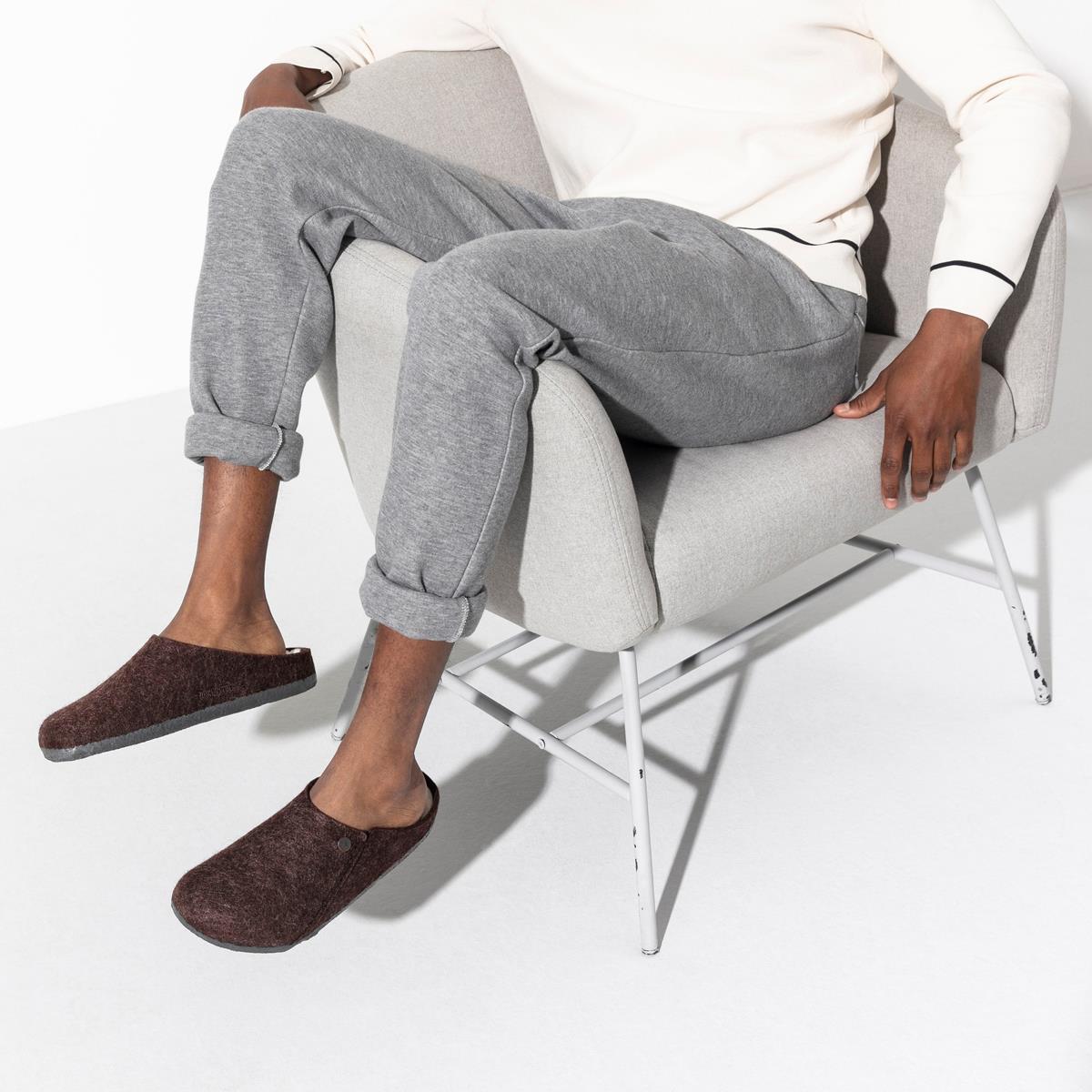 Mocha Birkenstock Zermatt Shearling Wool Felt Slippers