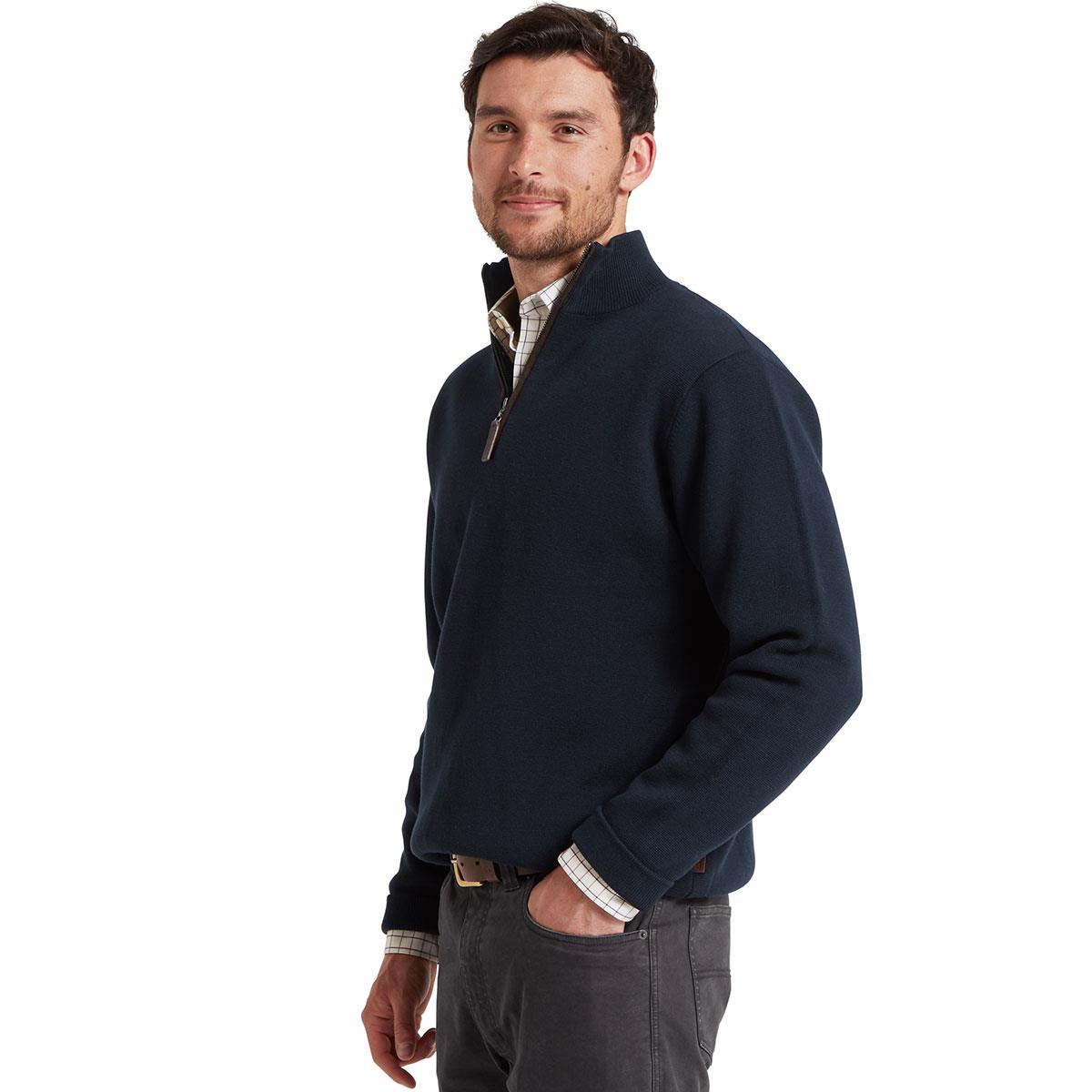 Schoffel Mens Marlow 1/4 Zip Fleece Navy model side