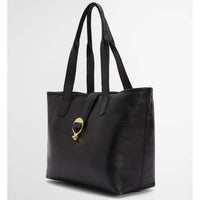 Black Barbour Womens Alder Leather Tote Bag Side