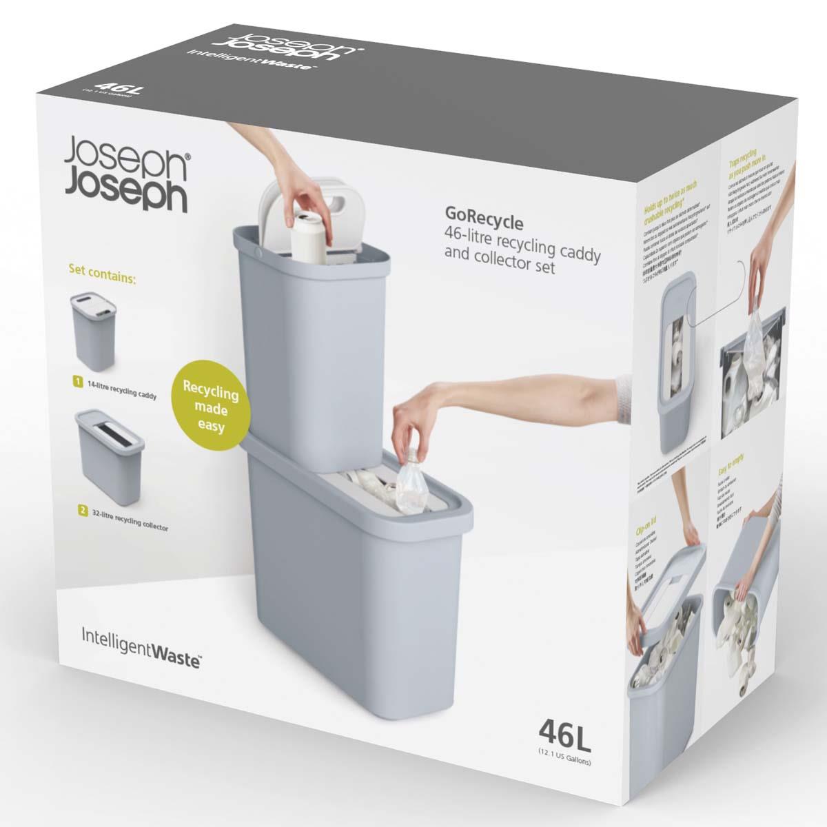 Joseph Joseph GoRecycle 46L Recycling Collector & Caddy Set packaging