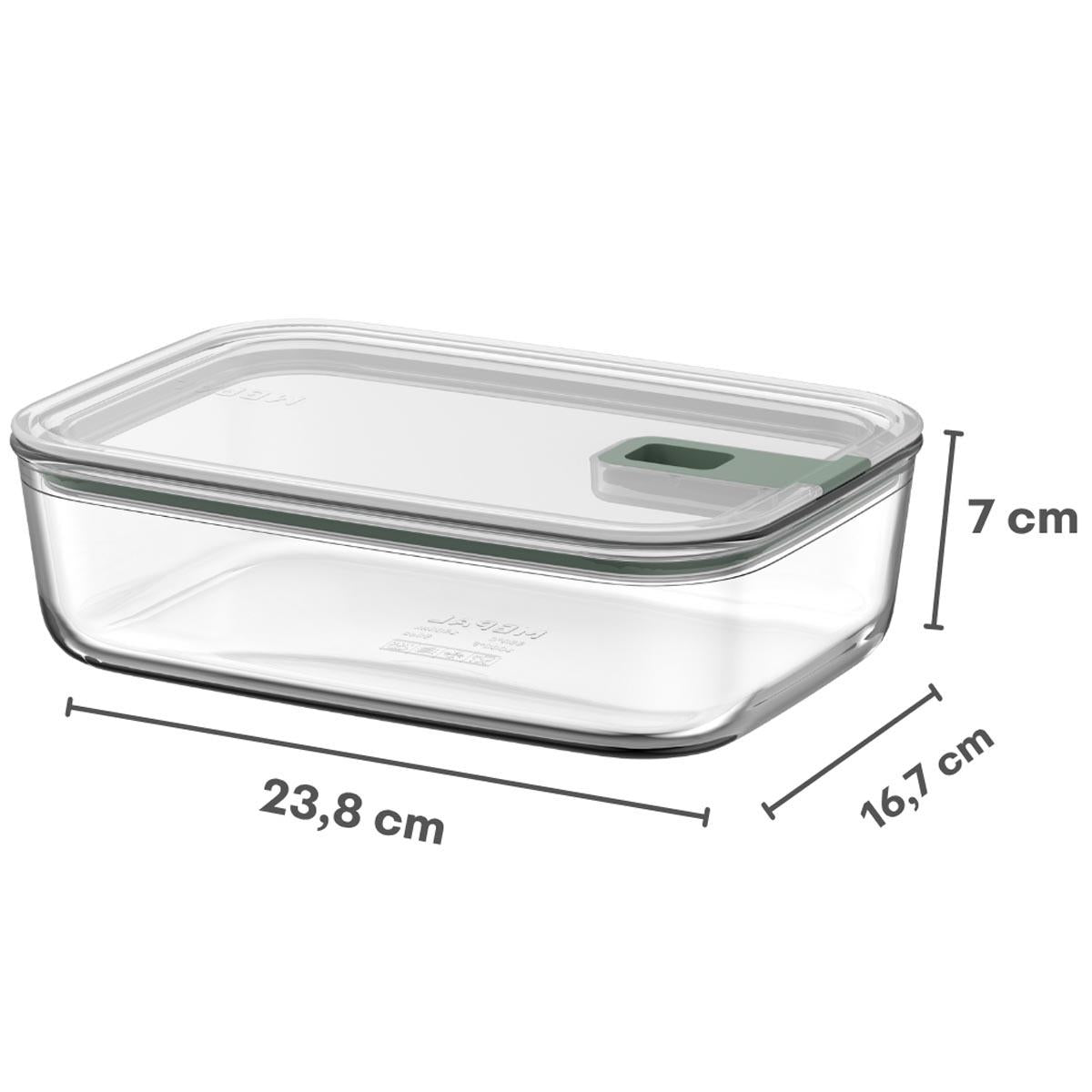 Nordic Sage Mepal EasyClip Glass Storage Box 1500ml Dimensions