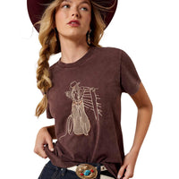 Chocolate Plum Ariat Womens Rebel With A Cause T-Shirt Detail