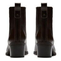 Brown Leather Clarks Womens Morzine Top Chelsea Boots Back