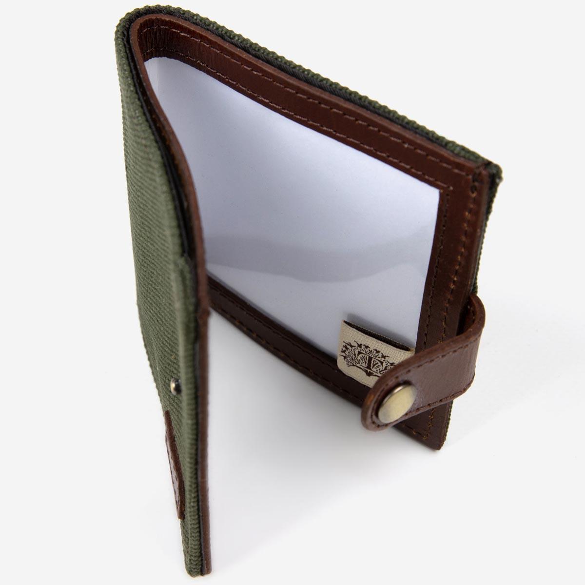 Teales Huntsman Brandy Leather & Forest Canvas Shotgun Certificate Holder SKU059