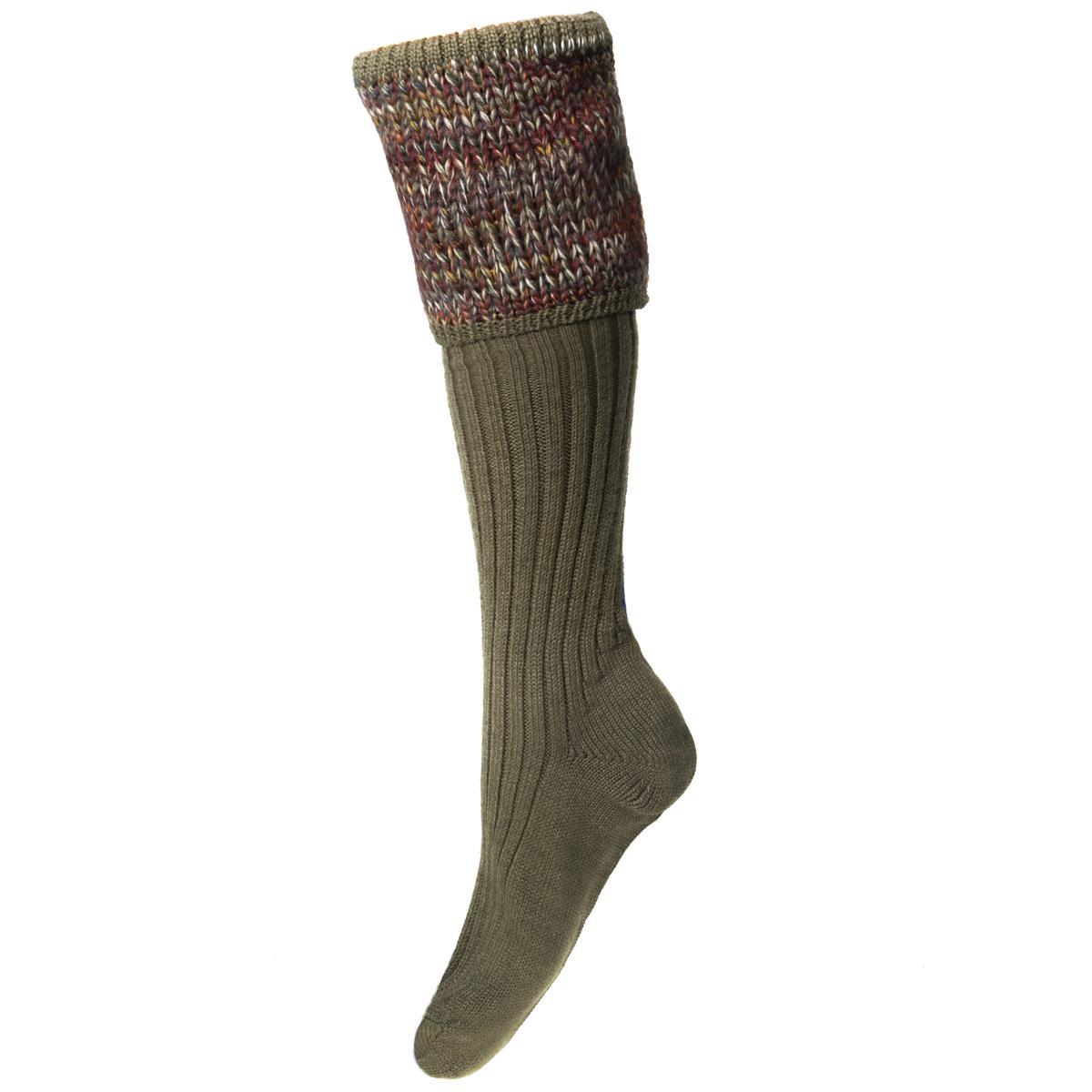 Dark Olive House Of Cheviot Womens Lady Katrine Sock