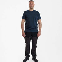 Dark Blue Deerhunter Mens Nolan T-Shirt on model