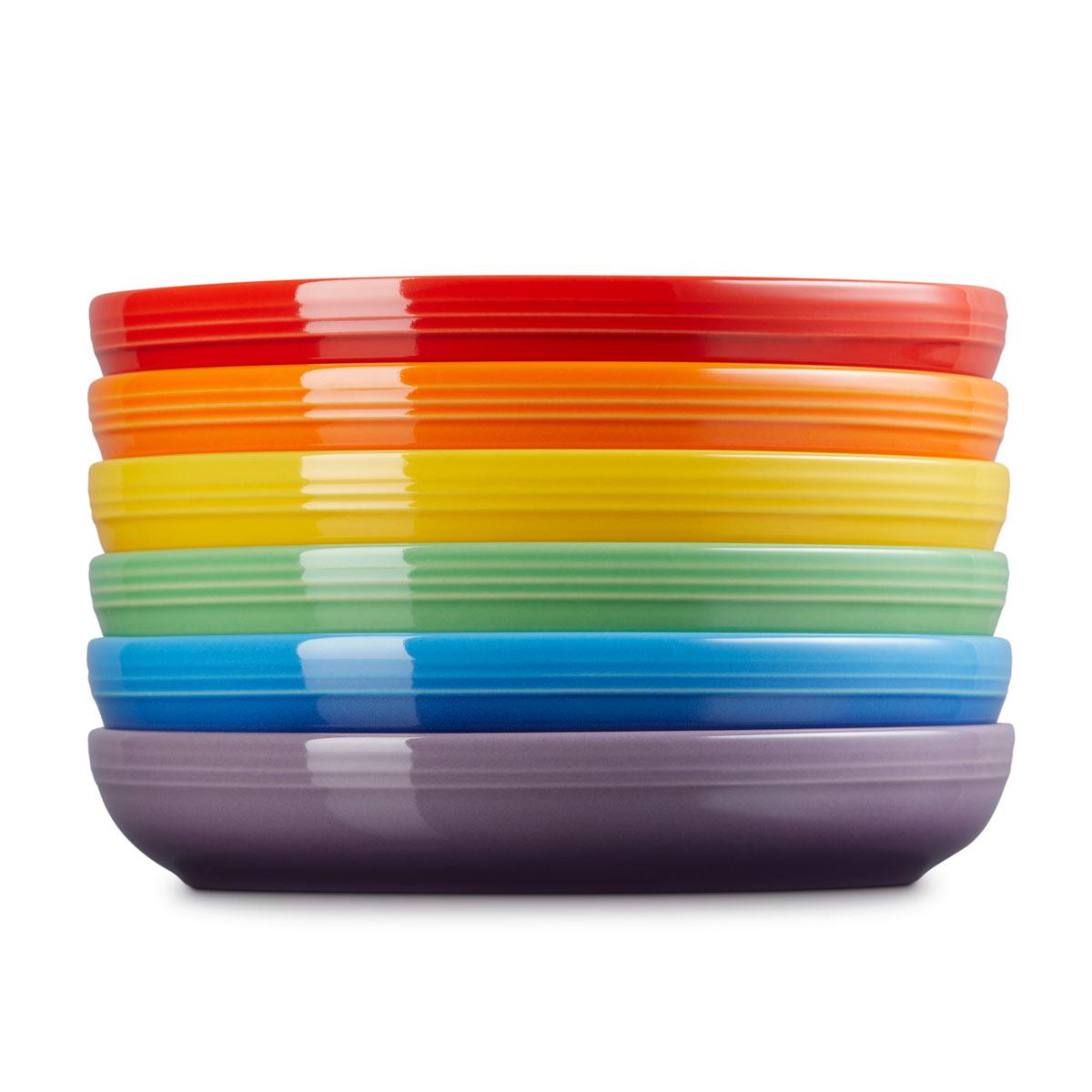 Le Creuset Stoneware Set of 6 Rainbow Coupe Pasta Bowls