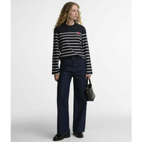 Dark Navy/Cloud Barbour Womens Harling Striped Top ON Model