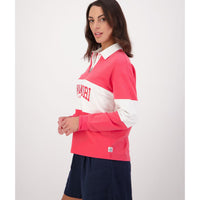 Watermelon/White Swanndri Womens Cameron Rugby Shirt Side