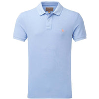 Pale Blue Schoffel Mens St Ives Garment Dyed Jersey Polo Shirt