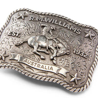 Antique silver R.M. Williams Cloudbuster Trophy Buckle zoom