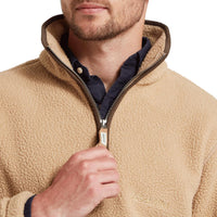 True Navy / Tan Schoffel Mens Berkeley Retro Fleece 1/4 Zip Zipper