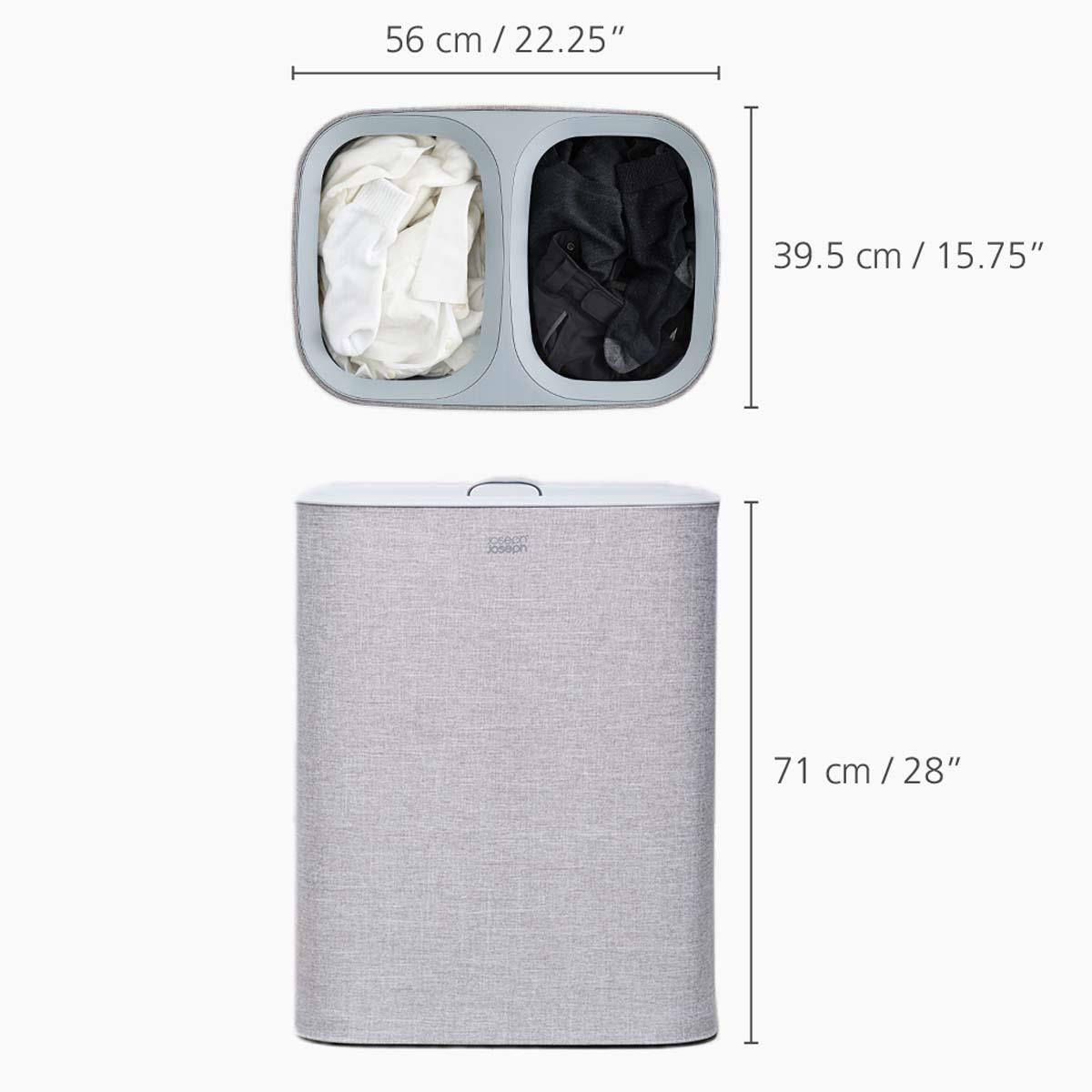 Grey  Joseph Joseph Tota 90-Litre Laundry Separation Basket dimensions