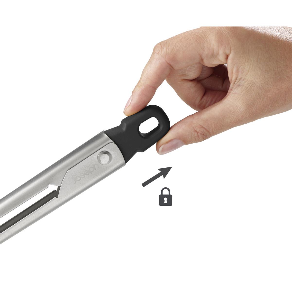 Joseph Joseph Elevate Fusion 2-Piece Stainless Steel Tong Set Locking Mechanism