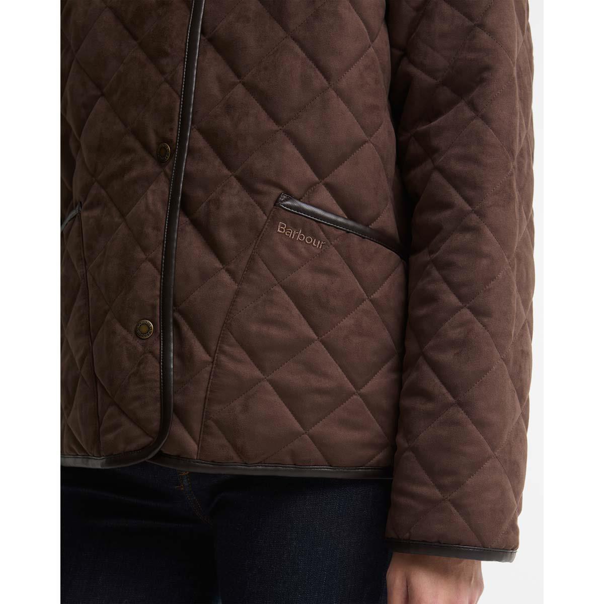 Dark Brown/Muted Barbour Womens Sonya Quilted Jacket Pocket