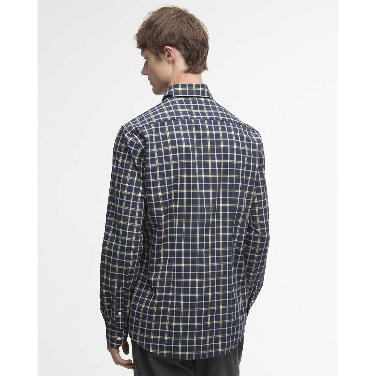 Navy Barbour Mens Bramham Checked Tailored Shirt Back
