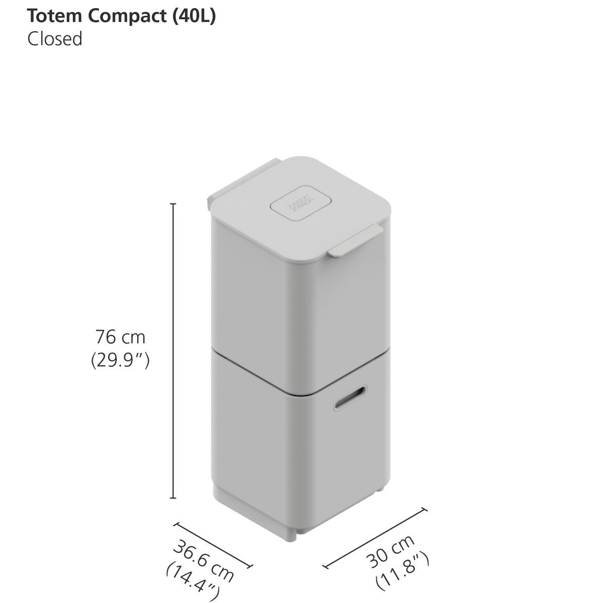 Graphite Joseph Joseph Compact 40L Waste & Recycling Bin dimensions2