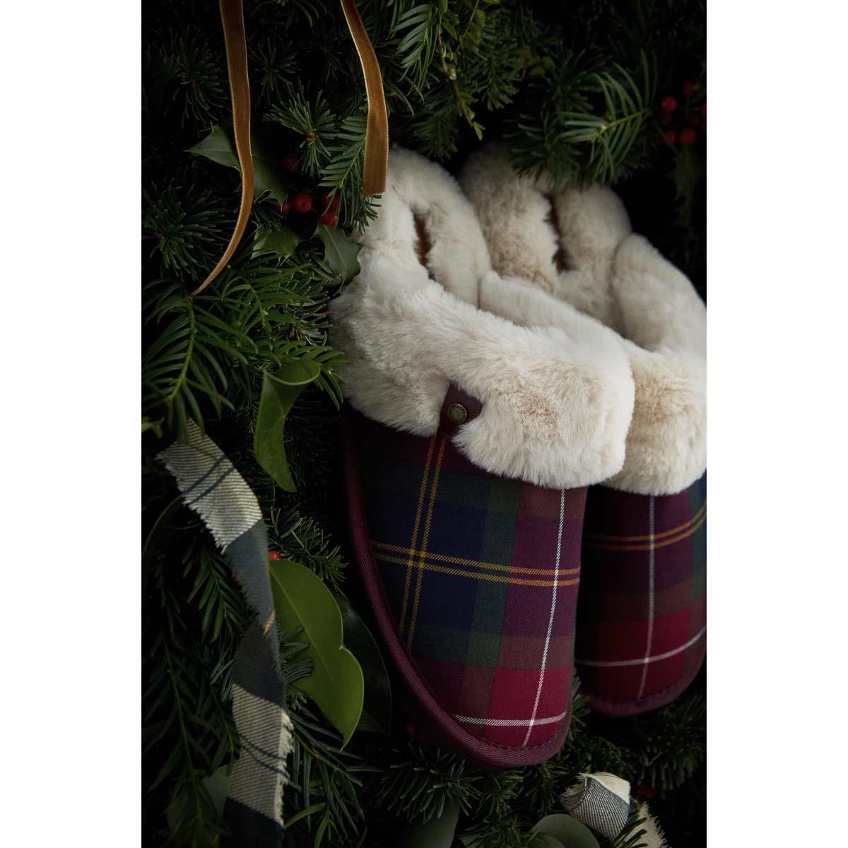 Winterberry Tartan Barbour Womens Claudia Tartan Mule Slipper lifestyle2