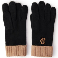 Tan Black Holland Cooper Cheslea Logo Knitted Gloves