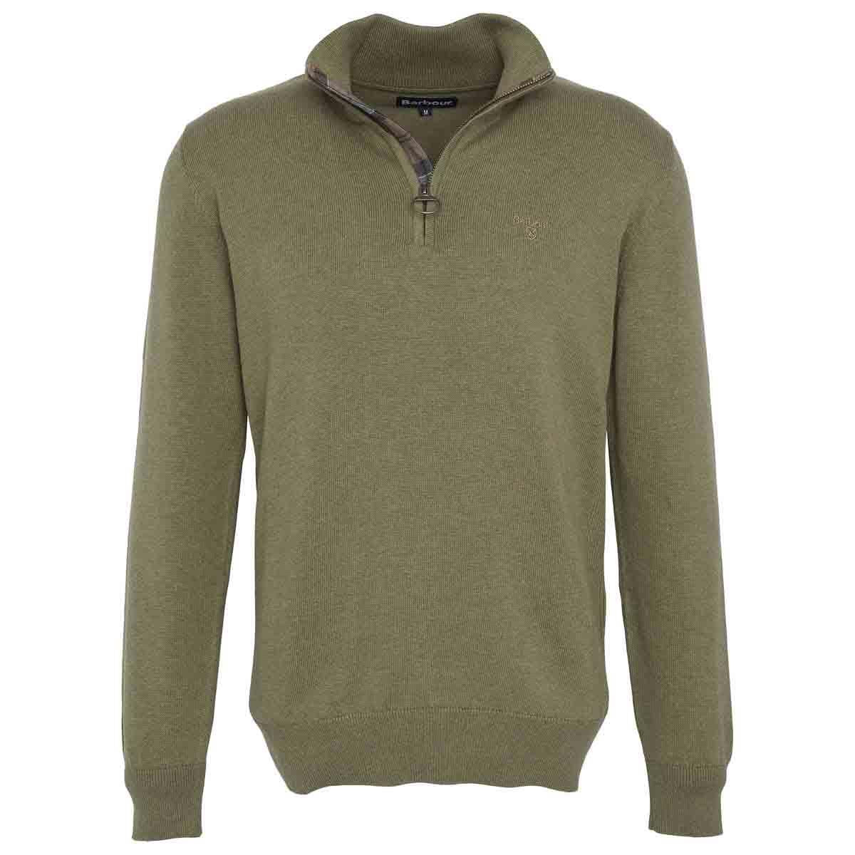 Green Slate Barbour Mens Cotton Half Zip Sweater