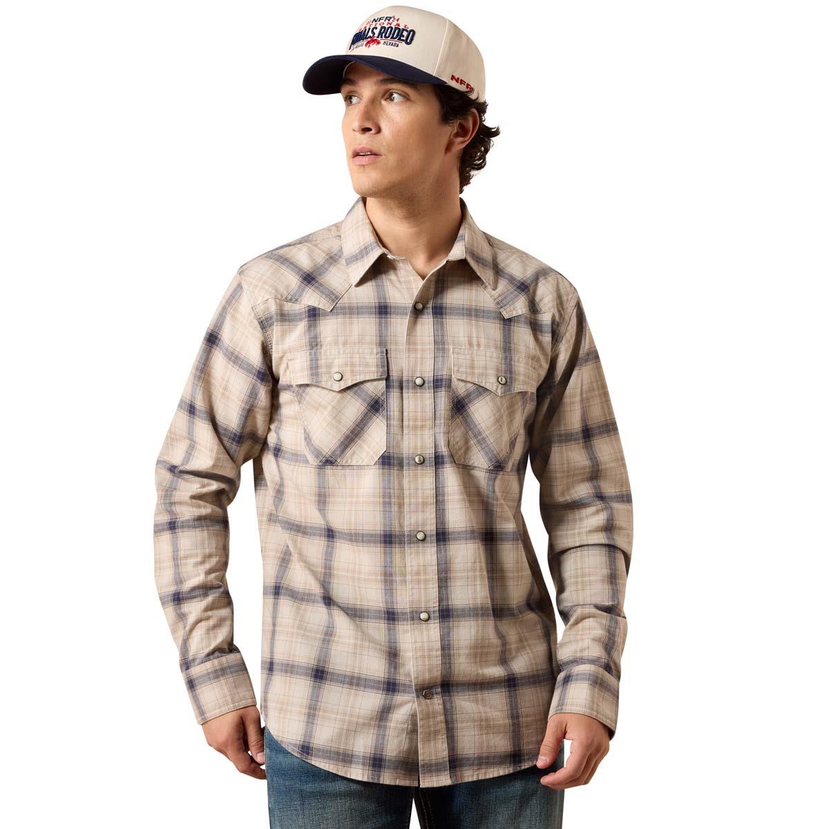 Peyote Plaid Ariat Mens Retro Hudde Fitted Snap Shirt
