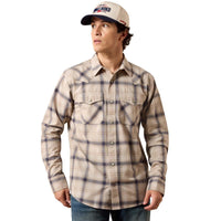 Peyote Plaid Ariat Mens Retro Hudde Fitted Snap Shirt