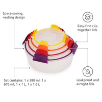 Joseph Joseph Nest Lock Round 4-piece Food Container Set Key Features