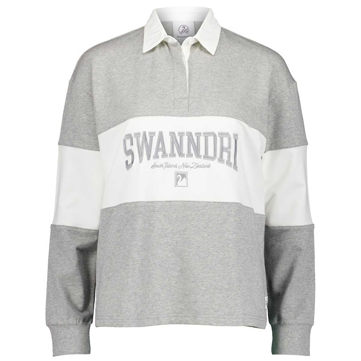 Grey Marle/White Swanndri Womens Cameron Rugby Shirt