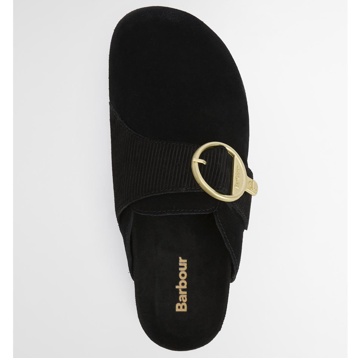 Black Suede Barbour Kyra Closed Toe Sandal top