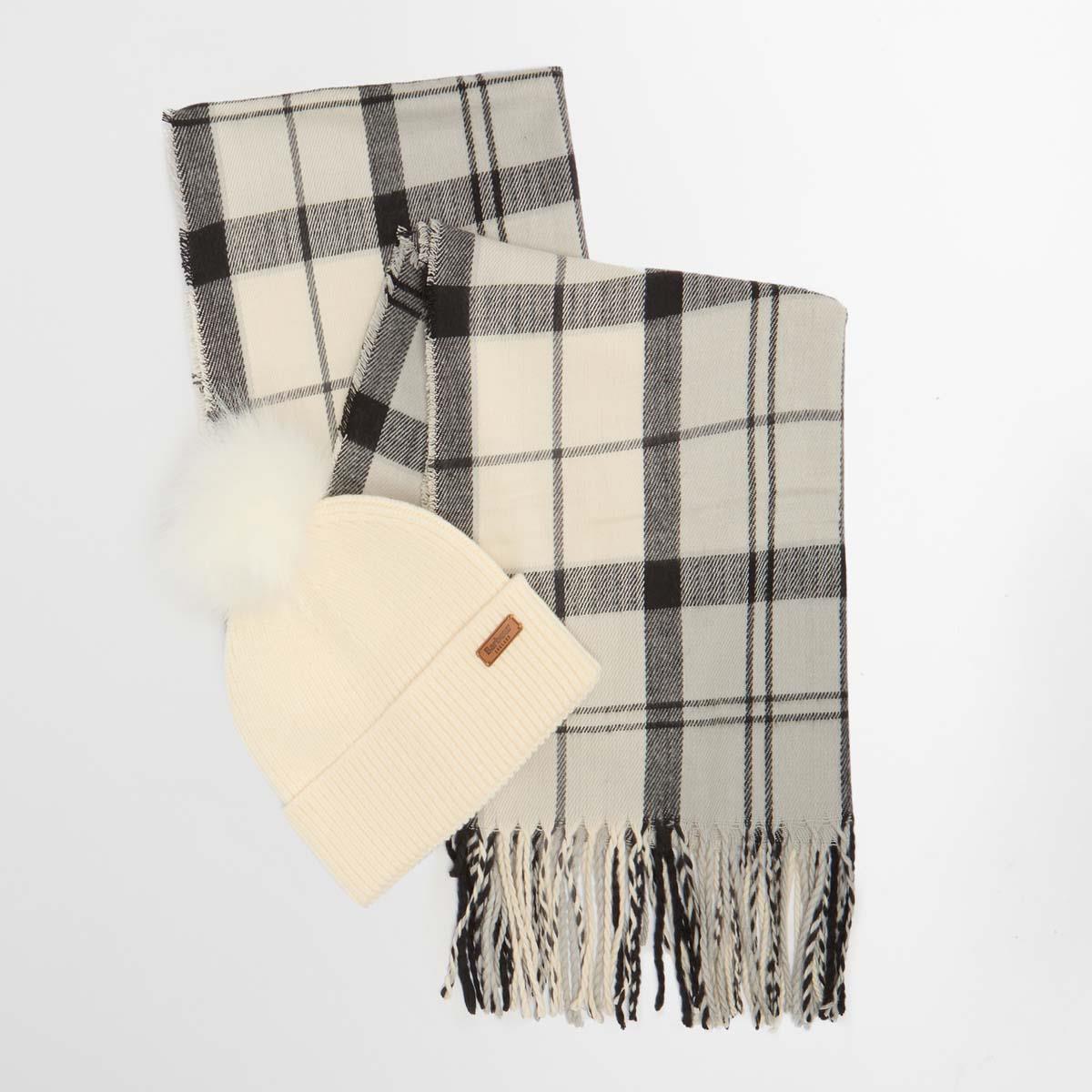 Monochrome Barbour Womens Beanie & Hailes Scarf