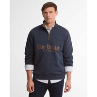 Navy Barbour Mens Fosse Half Zip Sweatshirt FRONT2