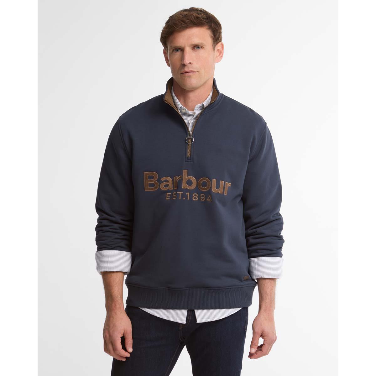 Navy Barbour Mens Fosse Half Zip Sweatshirt FRONT2
