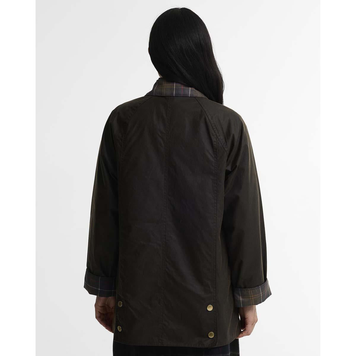 OLIVE Barbour Womens Icons Tartan Collar Modern Beadnell BACK